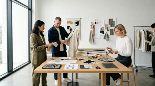 Fashion scouts discovering innovative designers in creative studio environment