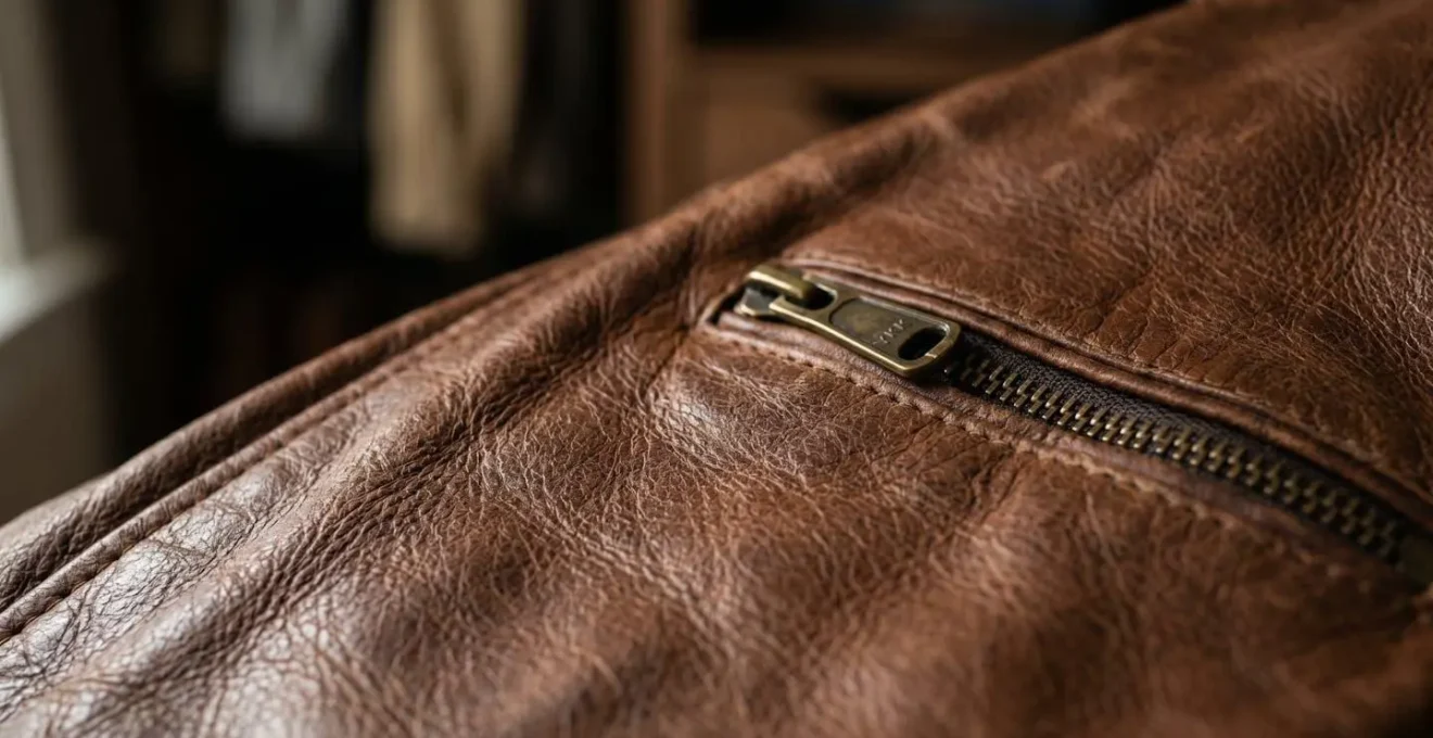 Close-up macro shot of premium leather texture with dramatic lighting highlighting material quality