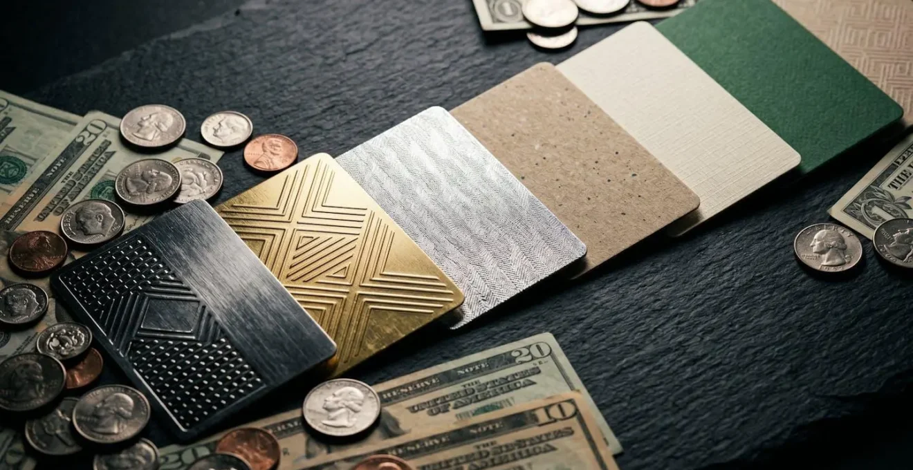 Gradient arrangement of gift cards from metallic to paper showing value hierarchy
