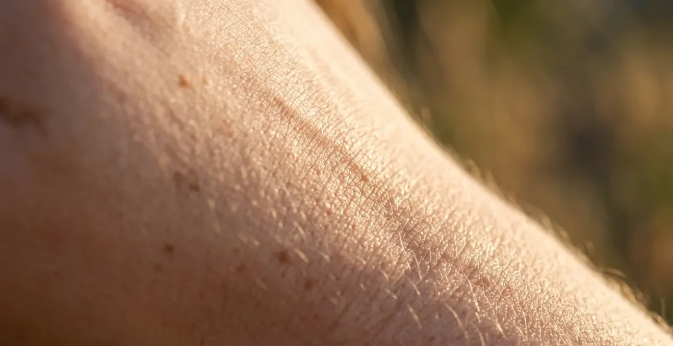 Close-up of radiant facial skin with natural light creating a soft glow, showcasing smooth texture and brightness