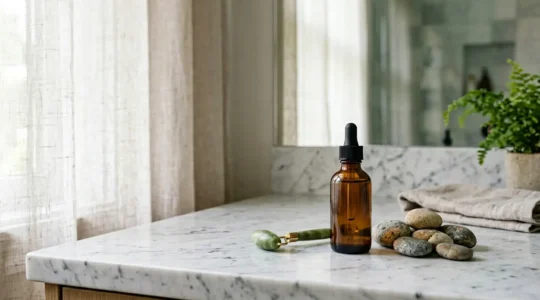 Professional skincare routine featuring retinol serum application for anti-aging benefits