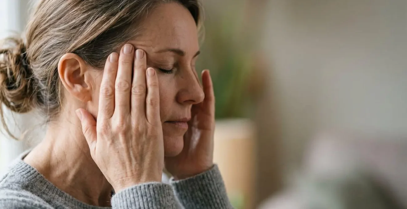 Abstract visualization of stress response and hormonal pathways affecting skin