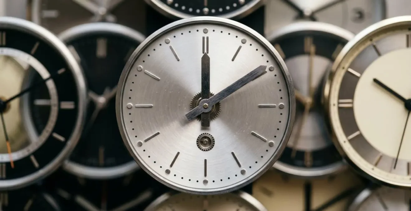 Multiple clocks showing different time zones for strategic shopping